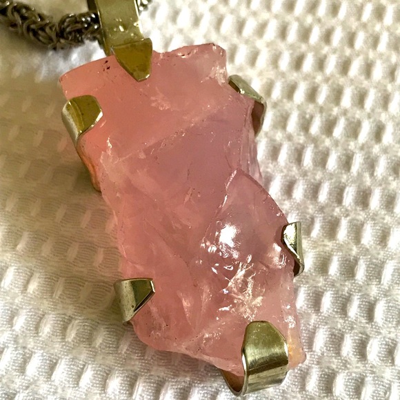 Pink Quartz pendant in german silver chain. - Picture 4 of 8